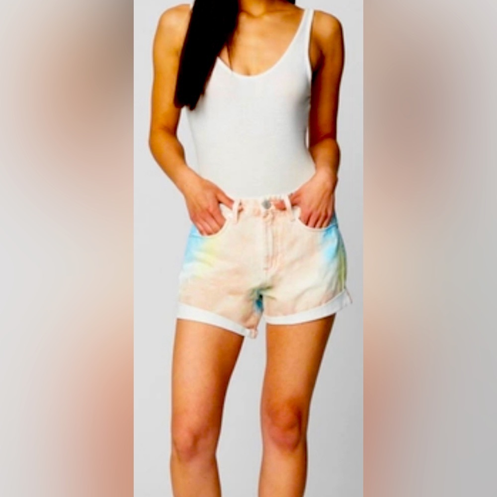 Blanknyc Turn It Up Tie Dye High Rise Denim Short Multi
